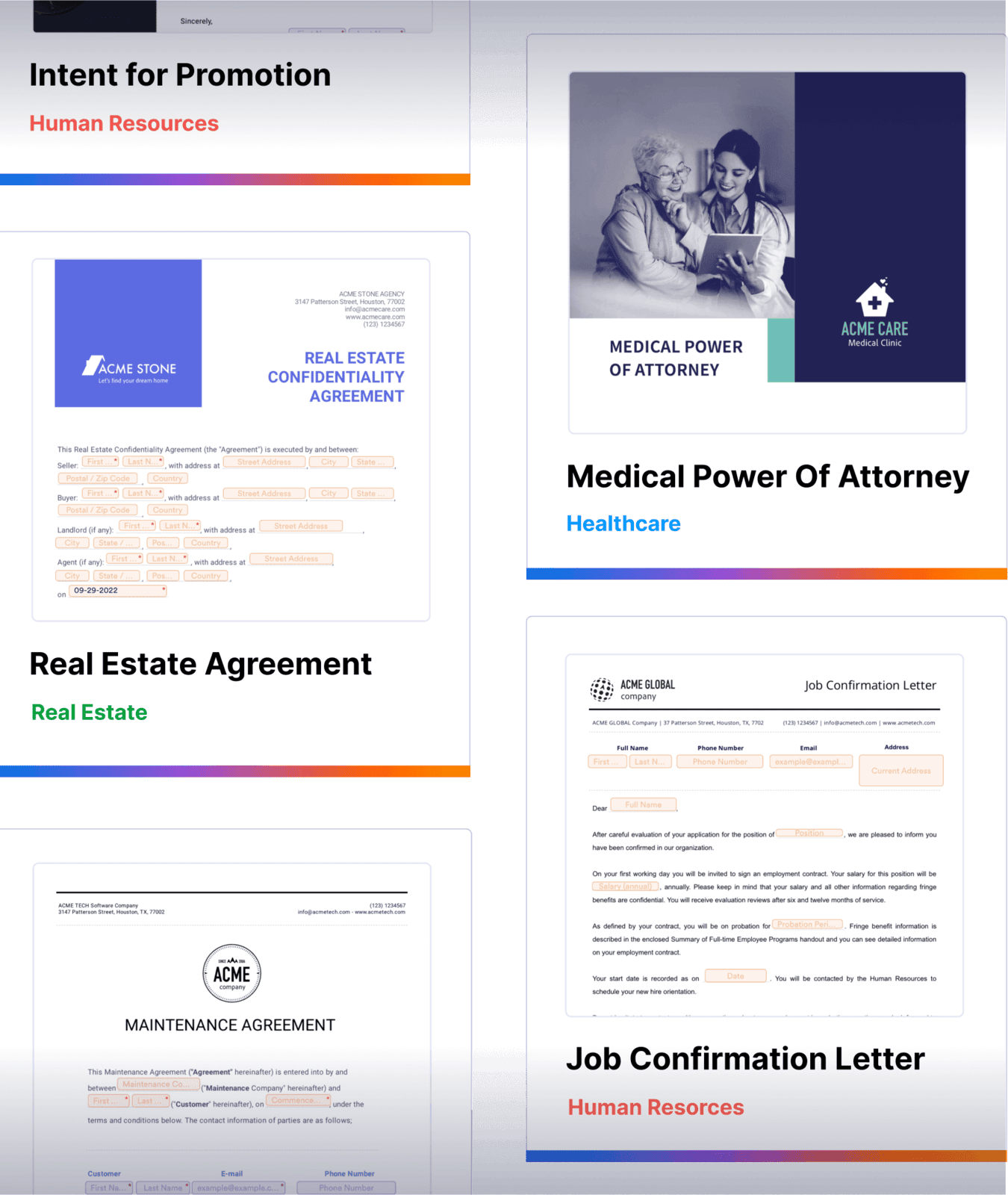 Pre-made templates library